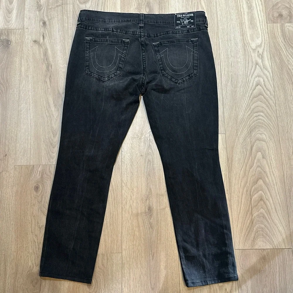 True Religion Jeans Rocco Skinny‎ Mens 38x29 Grey Roasting Wash. Distressed EUC